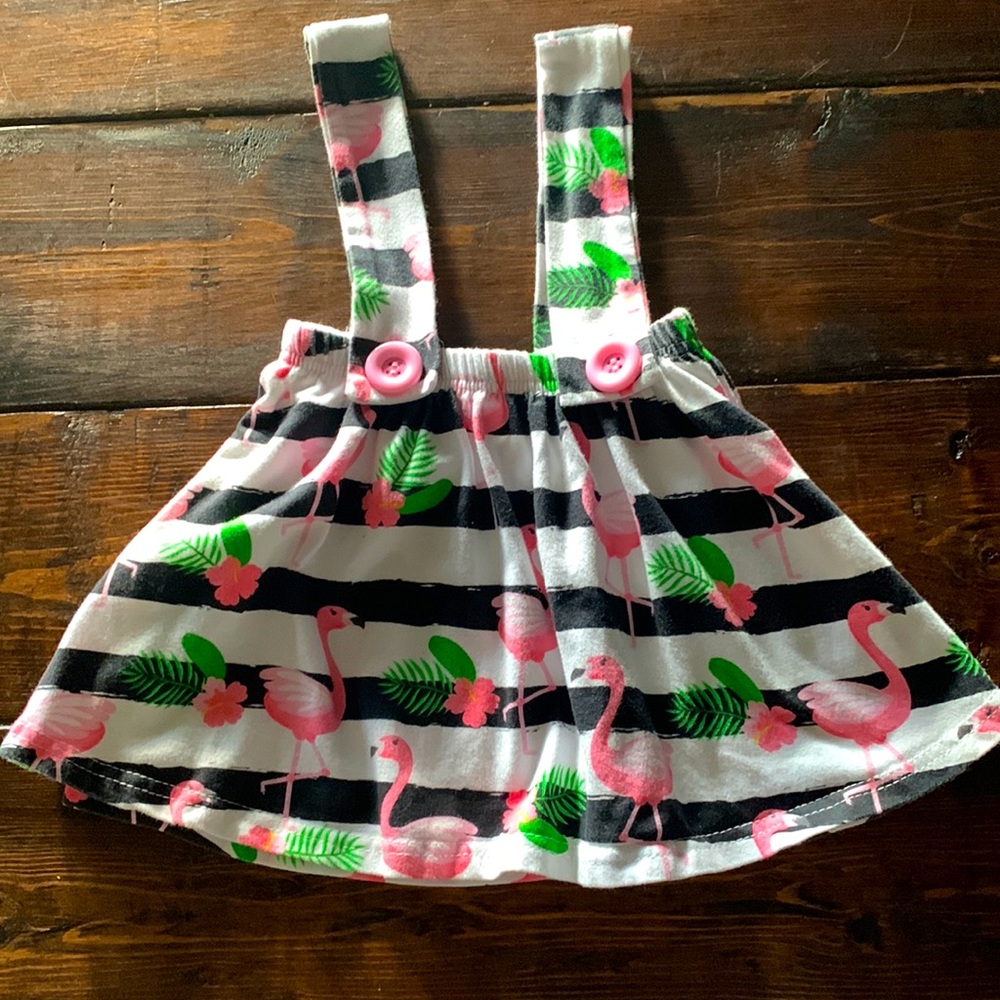 Flamingo suspender skirt
